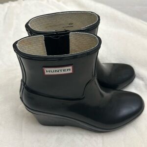Black Hunter Wedge Rain Bootie - Size 8